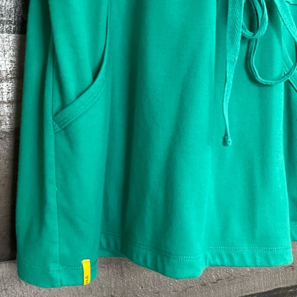 Lole Tunic Shirt Dress Mini Green V Neck Draw String Waist Short Sleeve - Picture 12 of 13